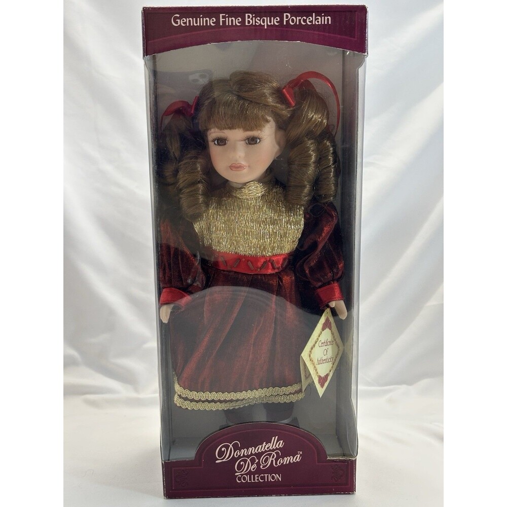 Donatella De Roma Victorian Doll Fine Bisque Porcelain Brunette Curly Hair